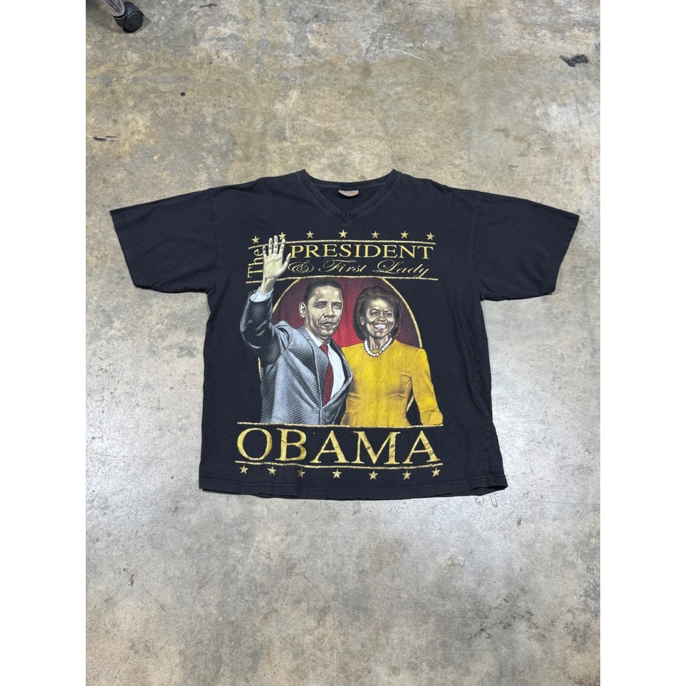 Vintage Cybertek Barack Obama President First Lady‎ Graphic T-Shirt Black 2XL